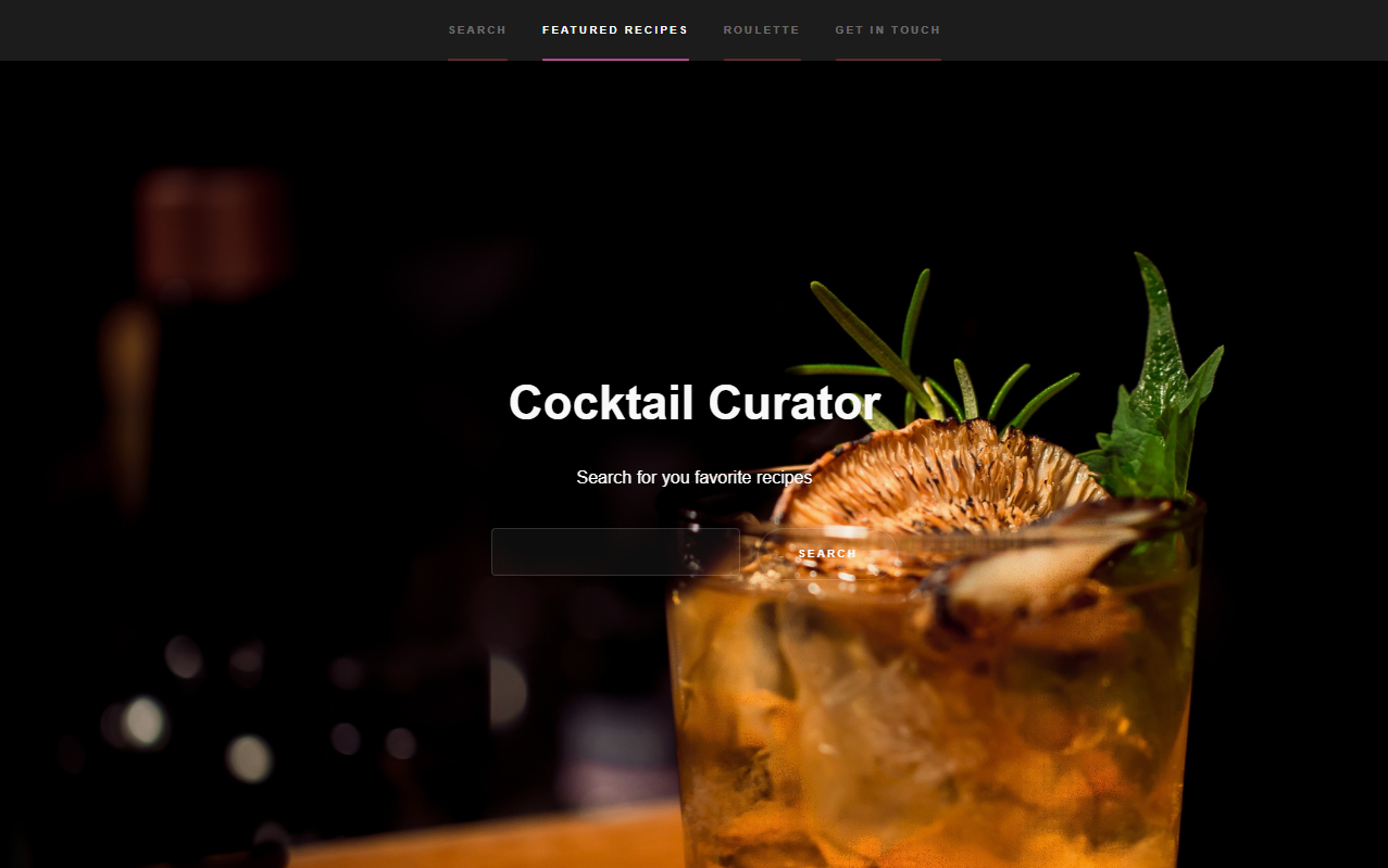 Cocktail Curator splash page